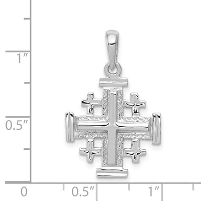 14K White Gold Jerusalem Cross Pendant, 30 x 24mm