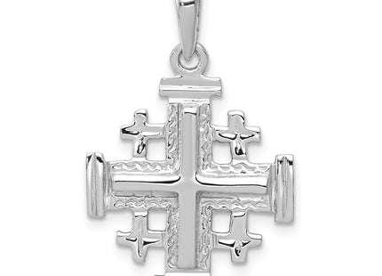 14k White Gold Jerusalem Cross Pendant, 30 x 24mm