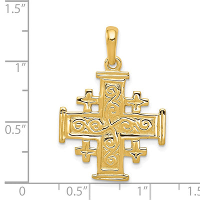 14K Jerusalem Cross Pendant, 32 x 22mm