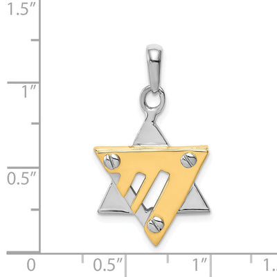 14K Two-tone Star of David Pendant, 31 x 18mm