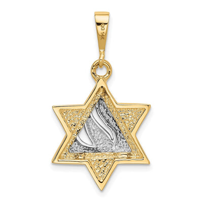 14K Two-tone Star of David Pendant, 30 x 18mm