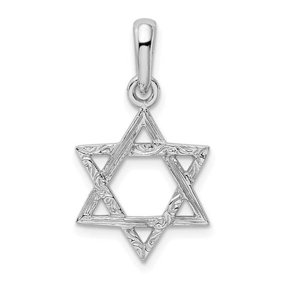 14K White Gold Star Of David Pendant, 26 x 15mm