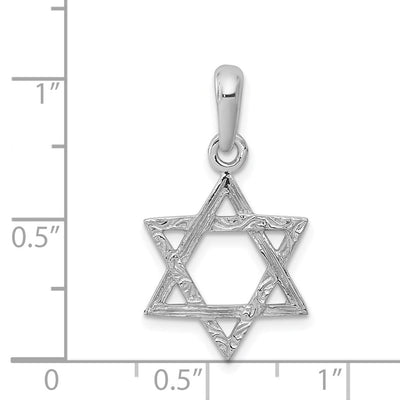 14K White Gold Star Of David Pendant, 26 x 15mm