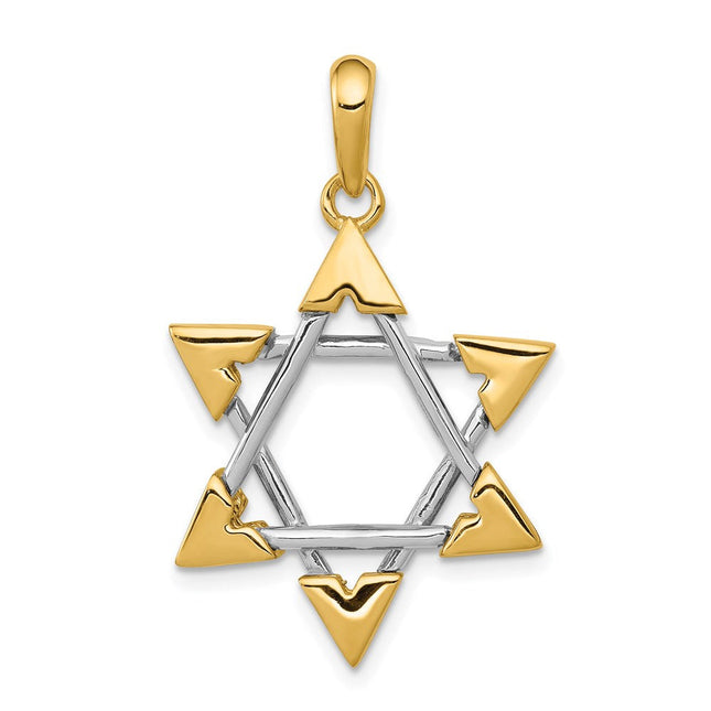 14k Two-tone Star of David Pendant, 33 x 21mm