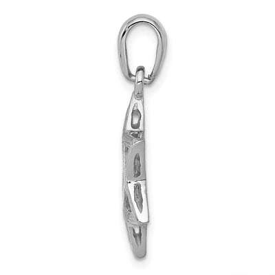 14K White Gold Star Of David Pendant, 24 x 15mm