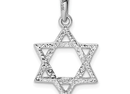 14K white gold star pendant, another view