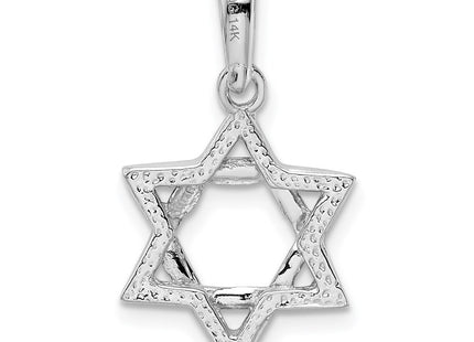 14K white gold star pendant, another view