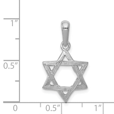 14K White Gold Star Of David Pendant, 25 x 14mm
