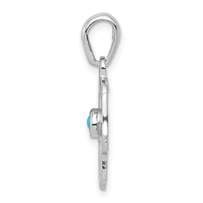 14K White Gold Turquoise Chamseh Pendant