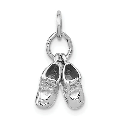 14K 3D Moveable White Gold Baby Shoes Charm