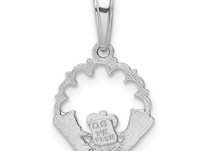 14k Polished Claddagh Pendant, 18 x 12mm