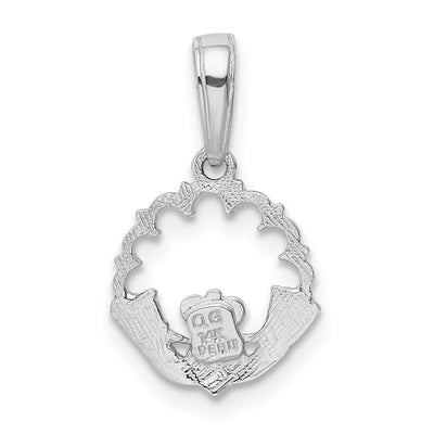 14K Polished Claddagh Pendant, 18 x 12mm