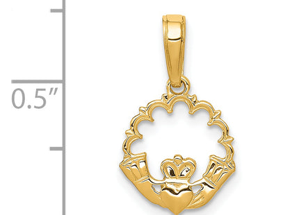 14k Polished Claddagh Pendant, 18 x 12mm