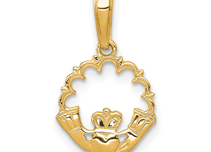 14k Polished Claddagh Pendant, 18 x 12mm