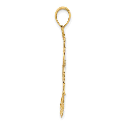 14K White Rhodium Diamond-cut Filigree Pendant, 43 x 32mm