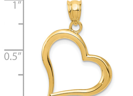 14K Polished Dangling Heart Pendant, 25 x 19mm