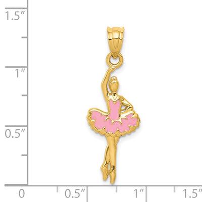 14K Pink Enameled Ballerina Pendant