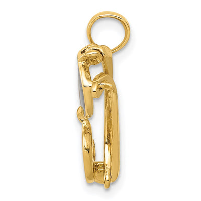 14K Polished Claddagh Pendant, 18 x 12mm