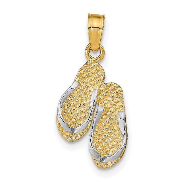 14k Yellow & Rhodium Pendants Style K1871 - Classique Jewelry Inc.