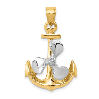 14K gold anchor pendant