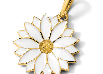 14k Enameled White Daisy Flower Pendant