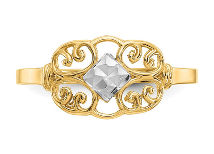 14k Yellow & Rhodium Rings Style K2051 - Classique Jewelry Inc.