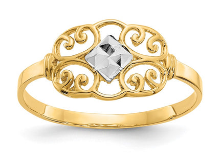 14k Yellow & Rhodium Rings Style K2051 - Classique Jewelry Inc.