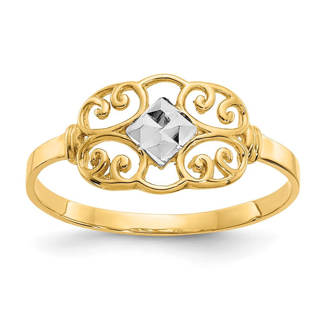 14k Yellow & Rhodium Rings Style K2051 - Classique Jewelry Inc.