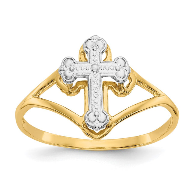 14k Yellow & Rhodium Rings Style K2054 - Classique Jewelry Inc.