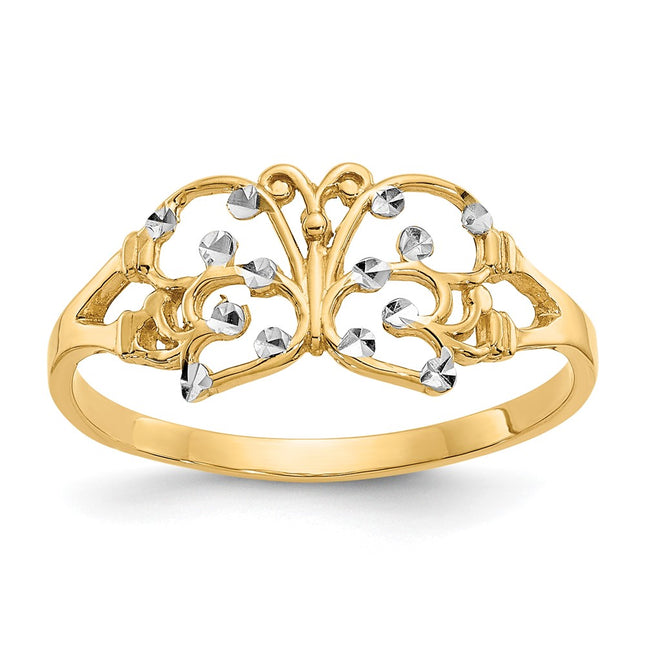 14k Yellow & Rhodium Rings Style K2067 - Classique Jewelry Inc.