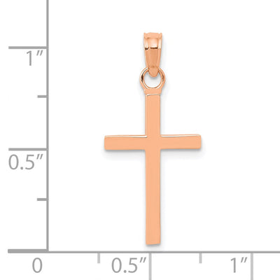 14K Rose Gold Polished Cross Pendant