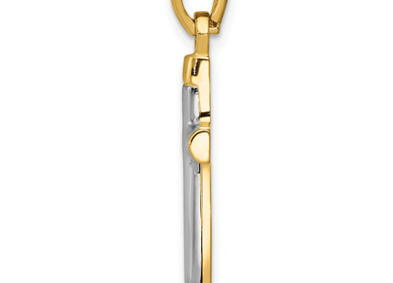 14k w/Rhodium Cross Pendant, 27 x 12mm
