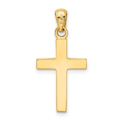 14K w/Rhodium Cross Pendant, 27 x 12mm