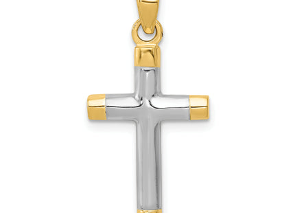 14k w/Rhodium Cross Pendant, 27 x 12mm