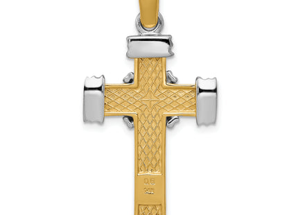 14k Two-tone Latin Cross Pendant, 39 x 19mm