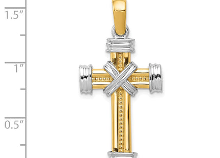 14K gold cross pendant, another view