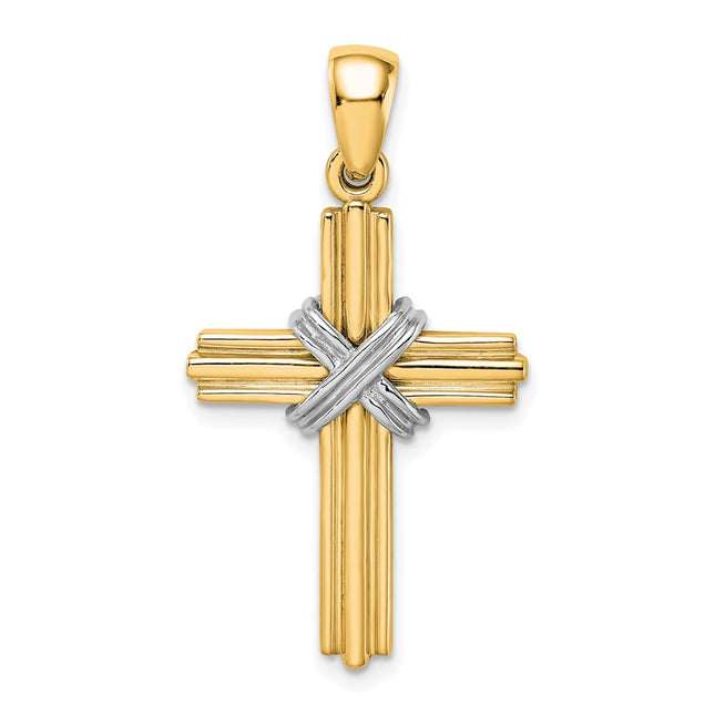 14k Yellow & Rhodium Pendants Style K2174 - Classique Jewelry Inc.