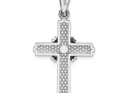 14K white gold cross pendant, further view