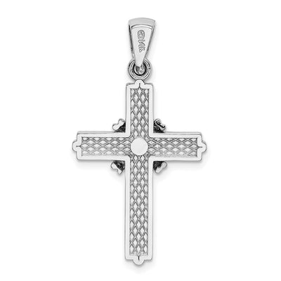 14K White Gold Passion Cross Pendant, 35.15 x 19.45mm