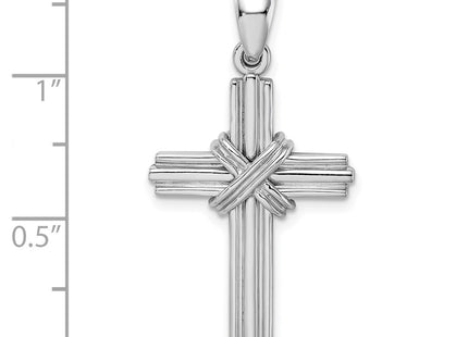14K white gold cross pendant, another view