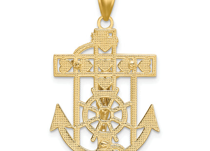 14k Two-tone Mariner's Crucifix Pendant, 39 x 22mm