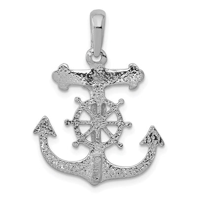 14K White Gold Mariner's Cross Pendant, 30 x 30mm
