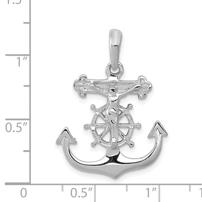 14K White Gold Mariner's Cross Pendant, 30 x 30mm