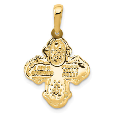 14K Four-Way Medal Pendant, 28 x 17.75mm
