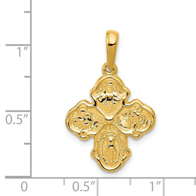 14K Four-Way Medal Pendant, 28 x 17.75mm