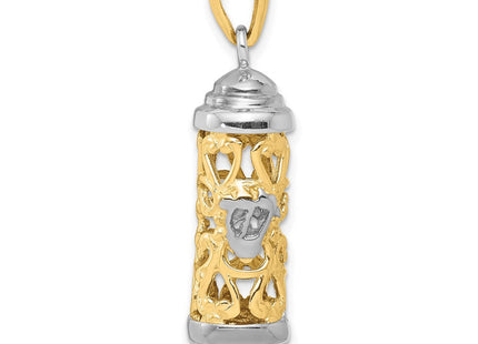 14K Two-Tone 3D Mezuzah Pendant (Style K2302)