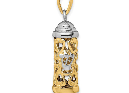 14K Two-Tone 3D Mezuzah Pendant (Style K2302)