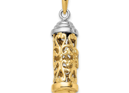 14K Two-Tone 3D Mezuzah Pendant (Style K2302)
