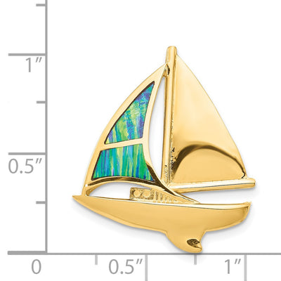 14K Imitation Opal Sailboat Slide
