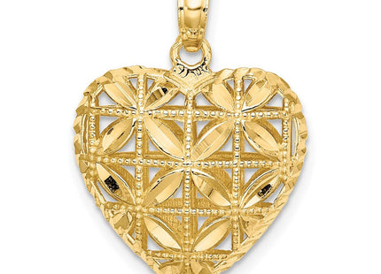 14K Polished 3-D Puffed Heart Pendant (Style K2506)
